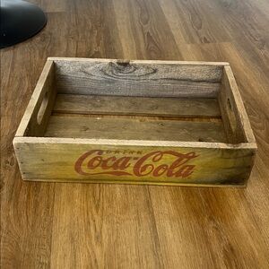 Vintage Coca Cola wooden crate. 1960's Red and Yellow